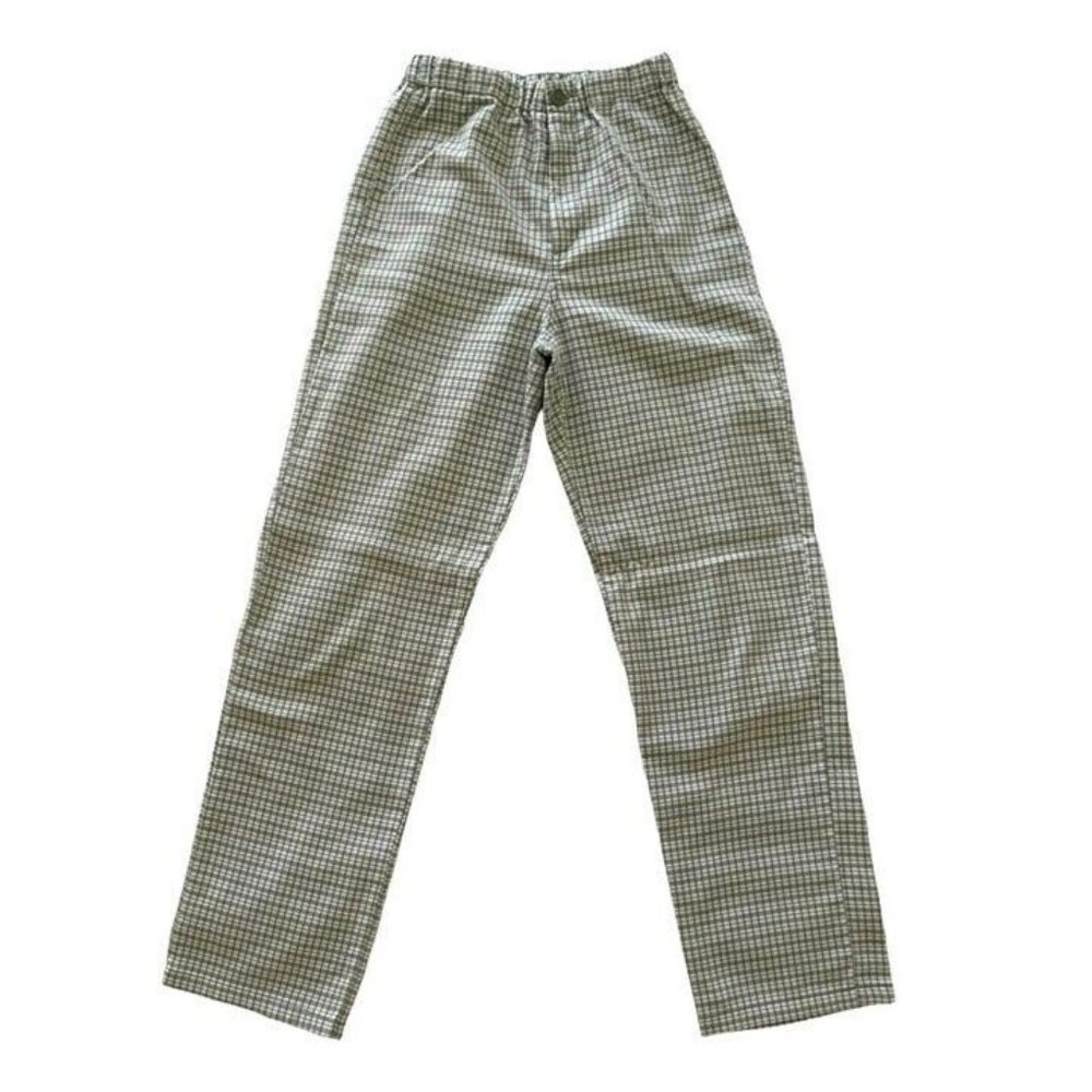 Brandy Melville checkered green and white high-waisted pants. One Size.